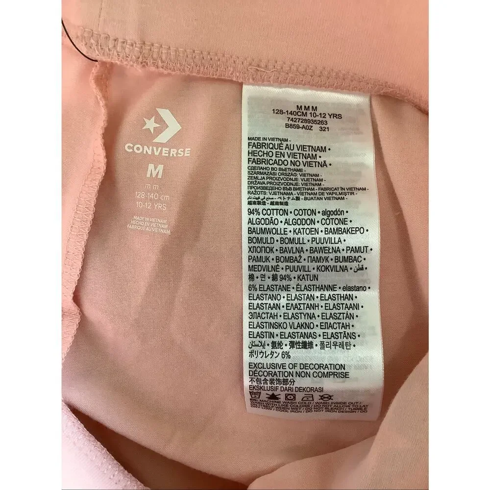 Converse Girls MD Storm Pink Logo Metallic Ink Print Leggings Streetwear U1-13